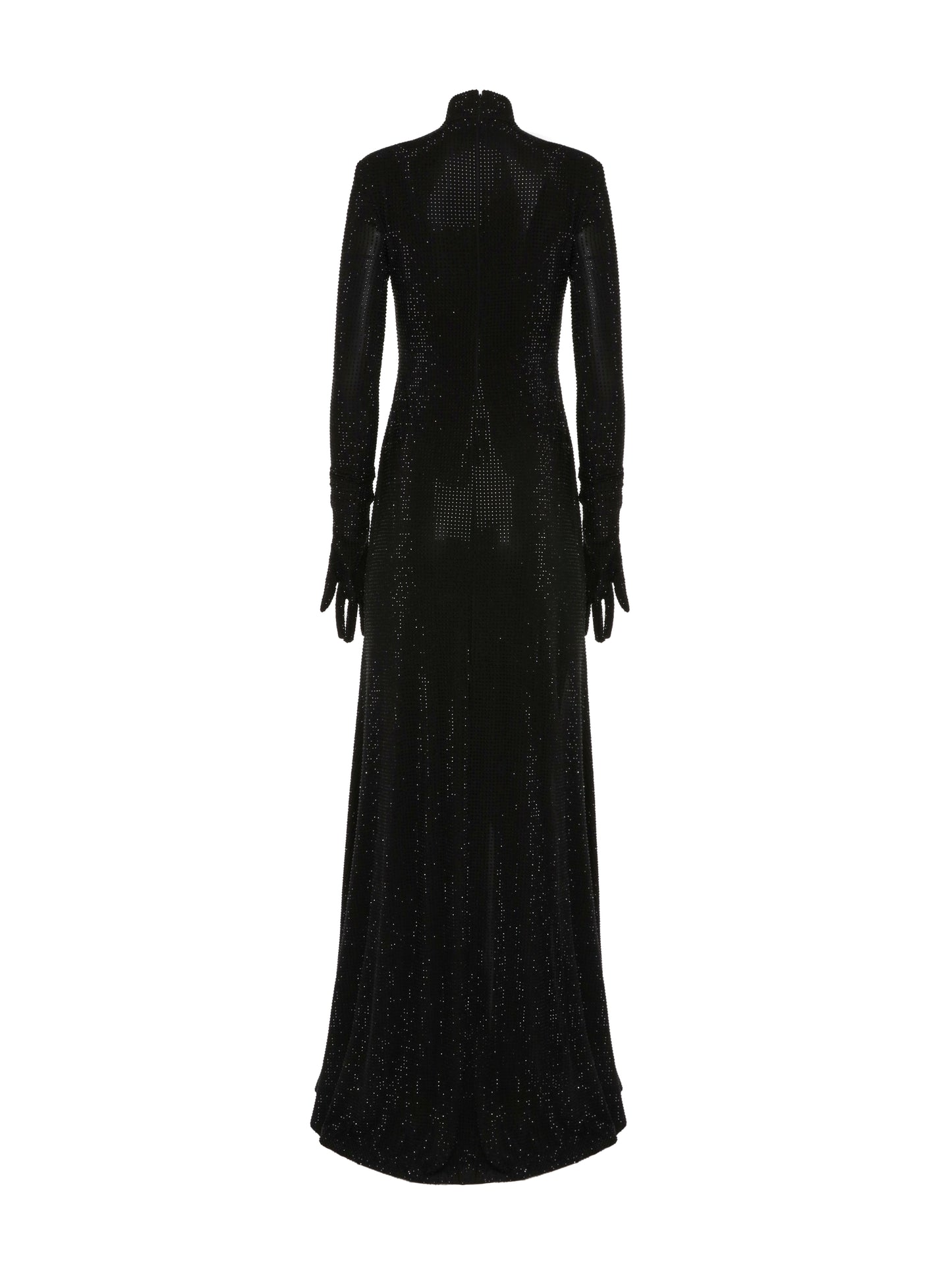 Black Crystal Embellished Slit Dress