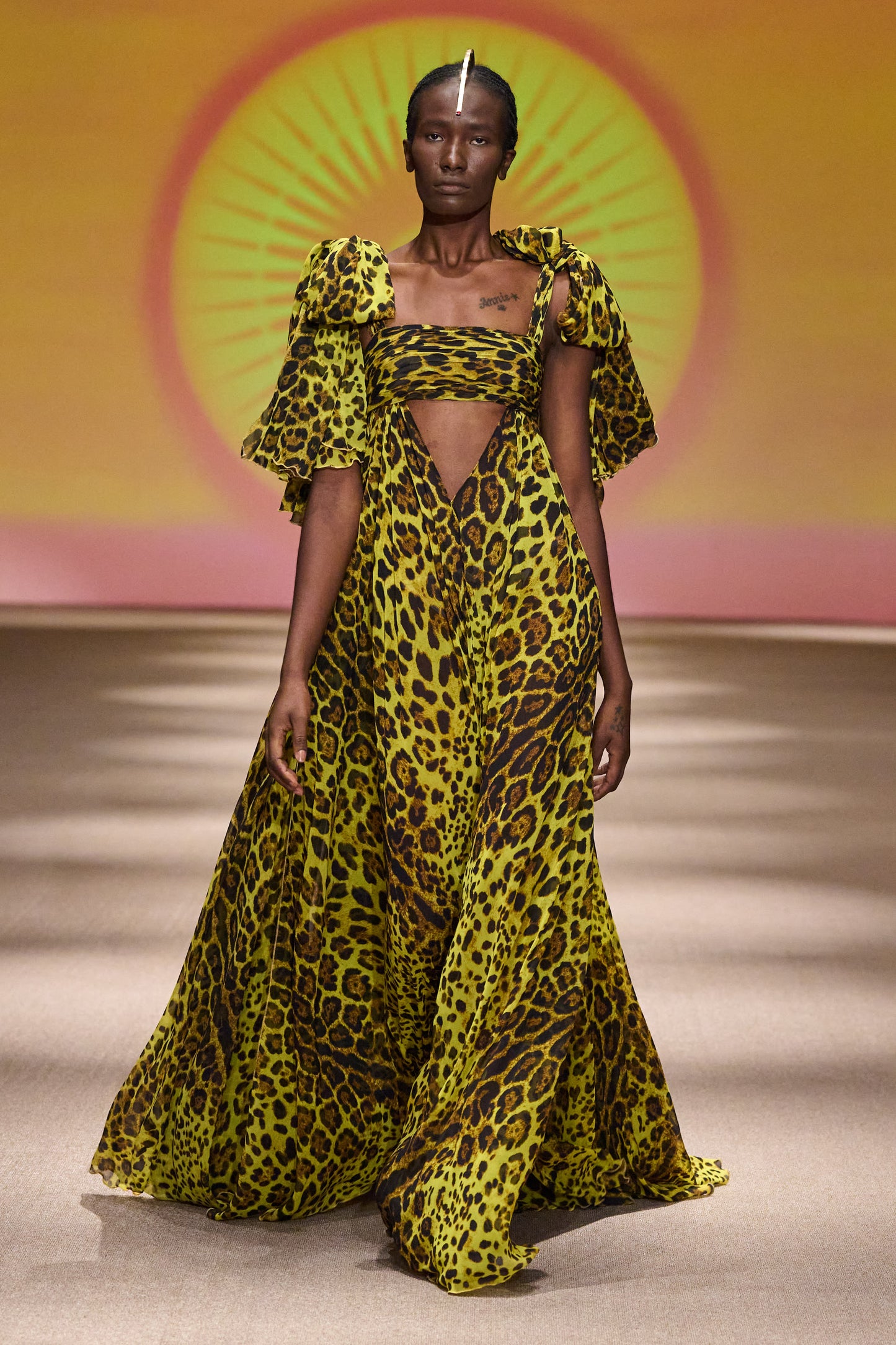 Look 15 Gold Leopard Print Dress