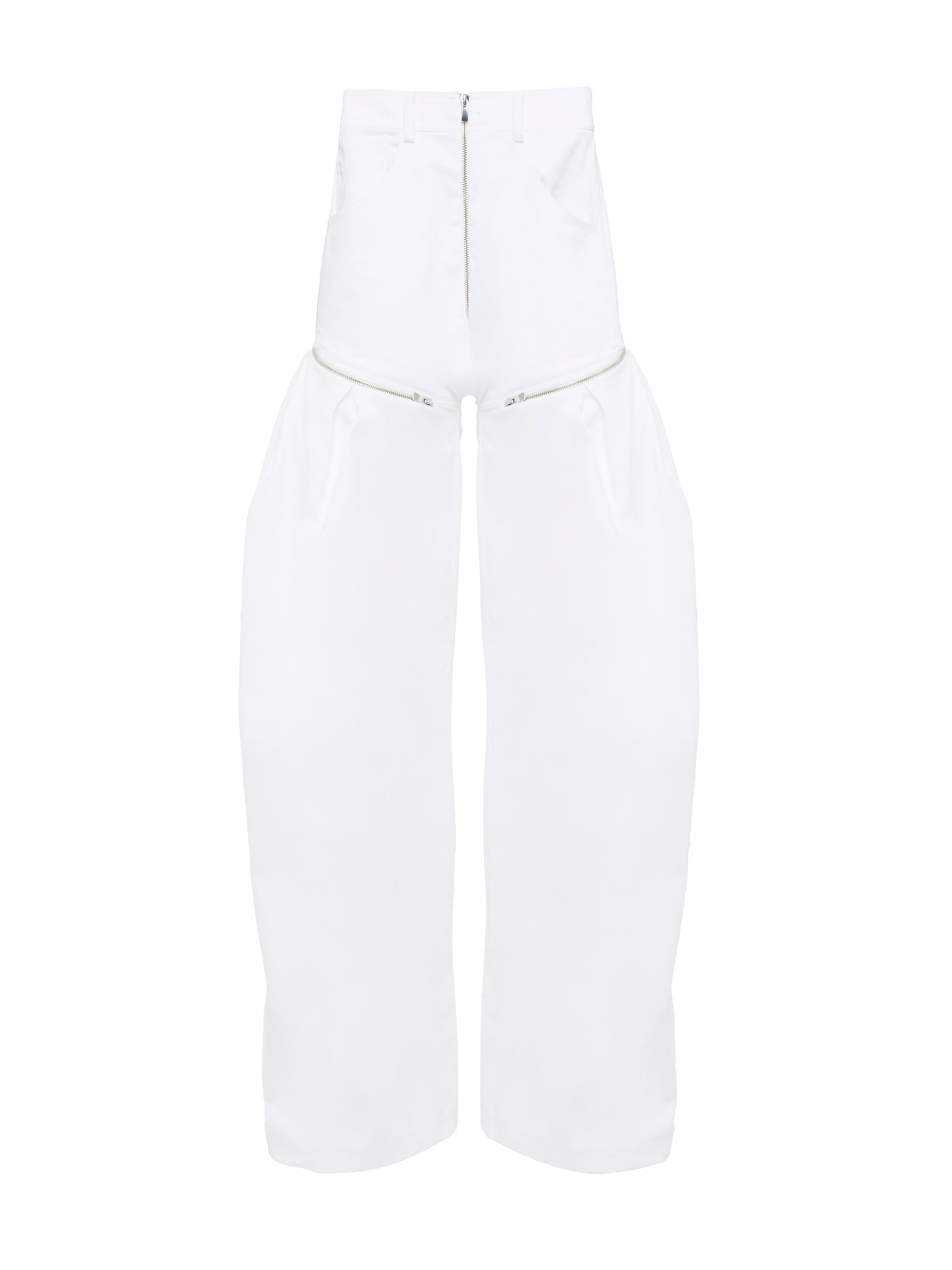 White Zipper Detailed Pants