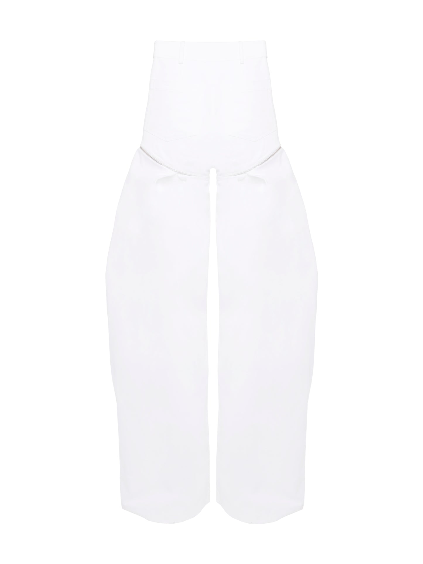 White Zipper Detailed Pants